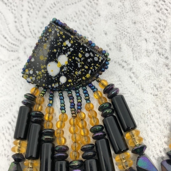 𝅺Vintage handmade big beaded statement festival fun earrings - Picture 2 of 6